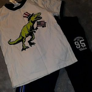 T-Rex t-shirt and warm-up pants boys Sz 6